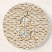 Dessous De Verre En Grès Corde nautique et Ancre (Devant)