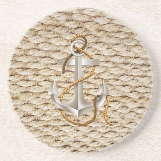Dessous De Verre En Grès Corde nautique et Ancre (Devant)