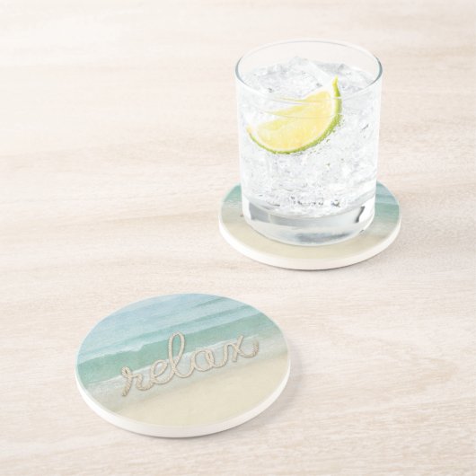 Dessous De Verre En Grès Corde nautique Texte Relax sur Océan (Côté)