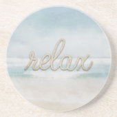 Dessous De Verre En Grès Corde nautique Texte Relax sur Océan (Devant)
