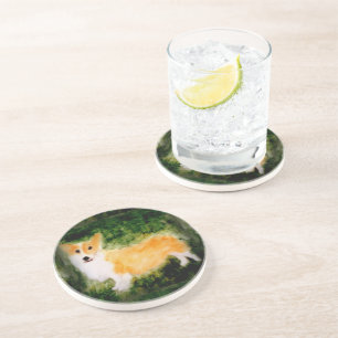 Dessous De Verre En Grès Corgi petit chien mignon