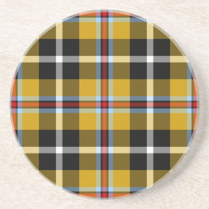 Dessous De Verre En Grès Cornouailles National Tartan Jaune et Noir Plaid