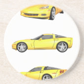Dessous De Verre En Grès Corvette jaune : (Devant)