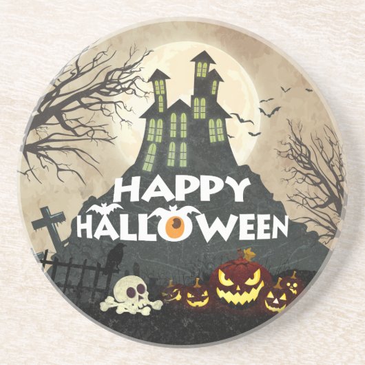 Dessous De Verre En Grès Costume Maison Hantée éffrayante nuit Ciel Hallowe (Devant)