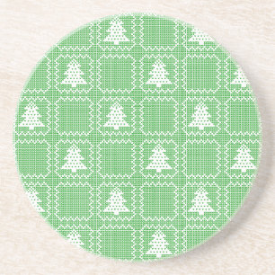 Dessous De Verre En Grès Cosy sapin de Noël affreux pull à damiers motif