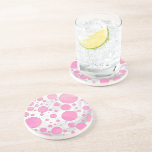Dessous De Verre En Grès Coton Bonbon Pink Polka Dot