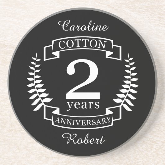 Dessous De Verre En Grès Coton mariage anniversaire 2 ans mariés (Devant)