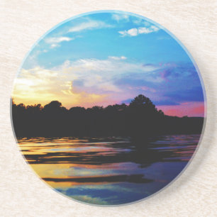 Dessous De Verre En Grès Coucher de soleil arc-en-ciel sur le lac de montag