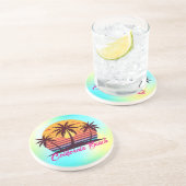 Dessous De Verre En Grès Coucher de soleil avec palmiers Vector (Côté)