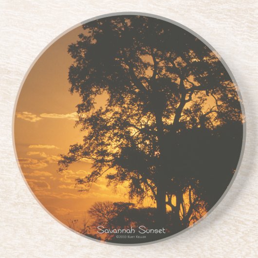 Dessous De Verre En Grès Coucher de soleil de Savannah (Devant)