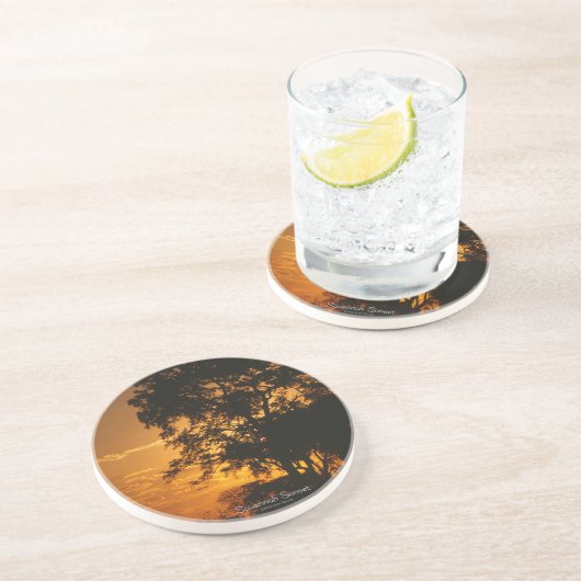 Dessous De Verre En Grès Coucher de soleil de Savannah (Côté)