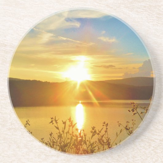 Dessous De Verre En Grès Coucher de soleil sur le lac Arrowhead (Devant)