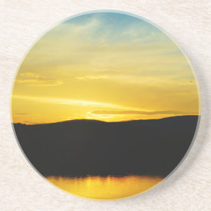 Dessous De Verre En Grès Coucher de soleil sur le lac Mt Yellow