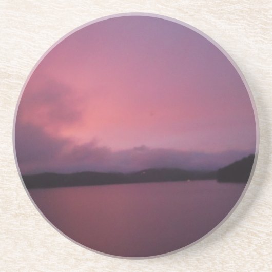 Dessous De Verre En Grès Coucher de soleil violet sur le lac Arrowhead (Devant)
