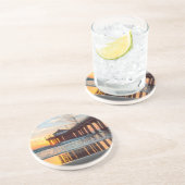 Dessous De Verre En Grès Coucher du soleil de pilier de Manhattan Beach (Côté)