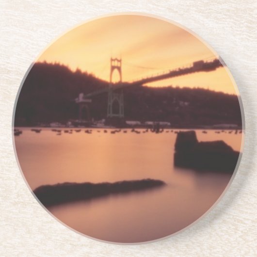 Dessous De Verre En Grès Coucher du soleil de pont de St Johns (Devant)