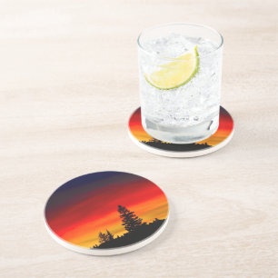Dessous De Verre En Grès Coucher du soleil de Yellowstone