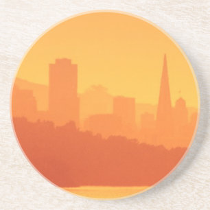 Dessous De Verre En Grès Coucher du soleil lumineux de San Francisco