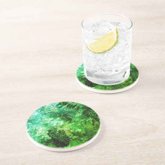 Dessous De Verre En Grès Couches de cristaux verts (Côté)