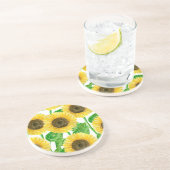 Dessous De Verre En Grès Couleur d'eau des fleurs de soleil (Côté)