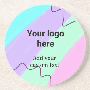 Dessous De Verre En Grès Couleur pastel simple ajoutez votre logo texte per