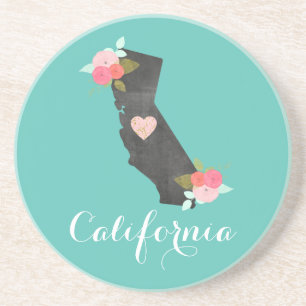 Dessous De Verre En Grès Couleur personnalisée California State  Cœur amovi