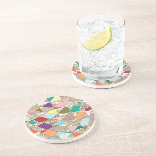 Dessous De Verre En Grès Couleurs Abstraites or (Côté)