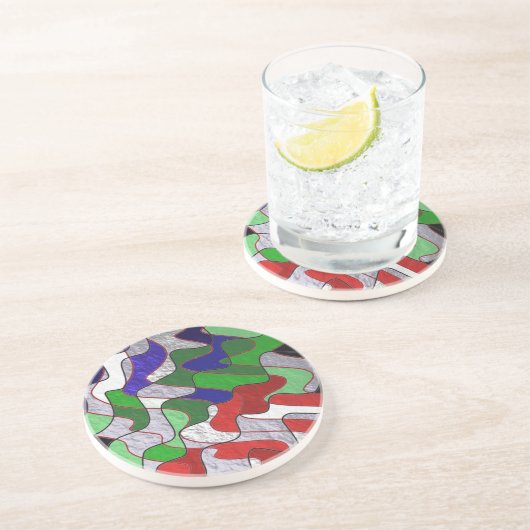 Dessous De Verre En Grès Couleurs croisées (Côté)