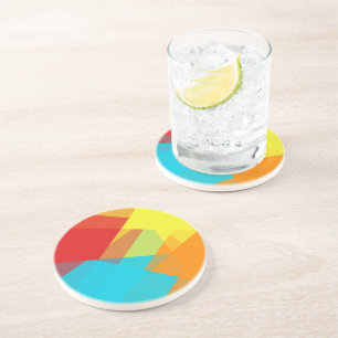 Dessous De Verre En Grès Couleurs Rétro Modernes Géométrique #14