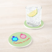 Dessous De Verre En Grès Couple de tortue mignonne (Côté)