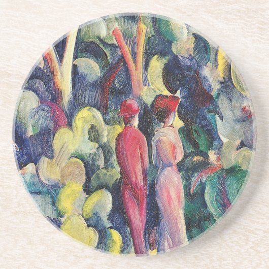 Dessous De Verre En Grès Couple sur le chemin forestier par August Macke (Devant)