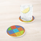 Dessous De Verre En Grès Courbe carré rouge or vert (Côté)