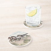 Dessous De Verre En Grès Courez comme le vent - Galloping Paint Horses (Côté)