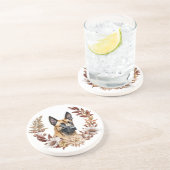 Dessous De Verre En Grès Couronne d'automne de chien malinois belge (Côté)