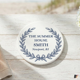 Dessous De Verre En Grès Couronne de laurier personnalisée Navy Classic Sum