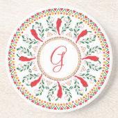 Dessous De Verre En Grès Couronne de poivre du Chili rouge (Devant)