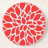 Dessous De Verre En Grès coussin de dahlia rouge (Devant)