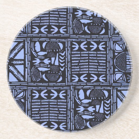 Dessous De Verre En Grès Couverture Indigo Batik - Bleu (Devant)