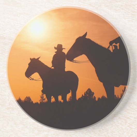 Dessous De Verre En Grès cow-boy à cheval Sandstone Coaster (Devant)