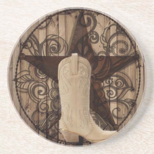 Dessous De Verre En Grès Cow-girl solitaire en bois de pays occidental (Devant)
