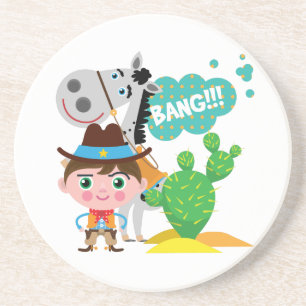 Dessous De Verre En Grès Cowboy et cheval