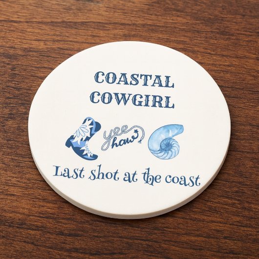 Dessous De Verre En Grès cowgirl côtière bleue