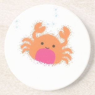 Dessous De Verre En Grès Crabe caricaturale orange