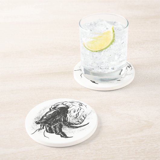 Dessous De Verre En Grès Crabe d'Hermite en noir (Côté)