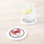 Dessous De Verre En Grès Crabe rouge marine et monogramme (Côté)