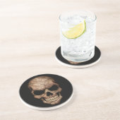 Dessous De Verre En Grès Crâne criqué émergeant de l'obscurité (Côté)