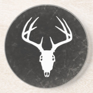 Dessous De Verre En Grès Crâne de chasse de cerfs communs avec des