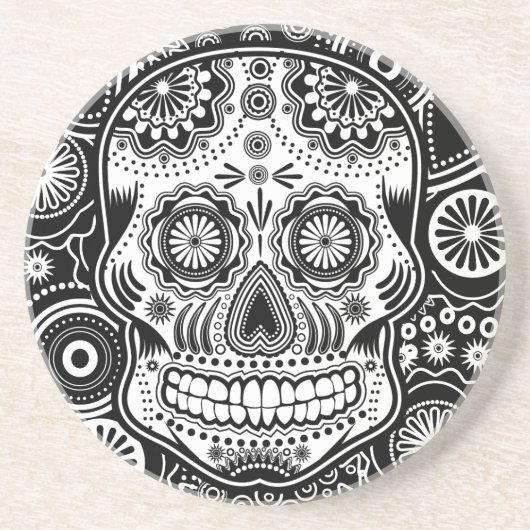 Dessous De Verre En Grès Crâne de Dia De Los Muertes Sugar (Devant)