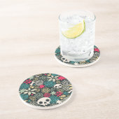 Dessous De Verre En Grès Crâne en fleurs (Côté)