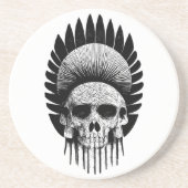 Dessous De Verre En Grès Crâne indien noir et blanc (Devant)